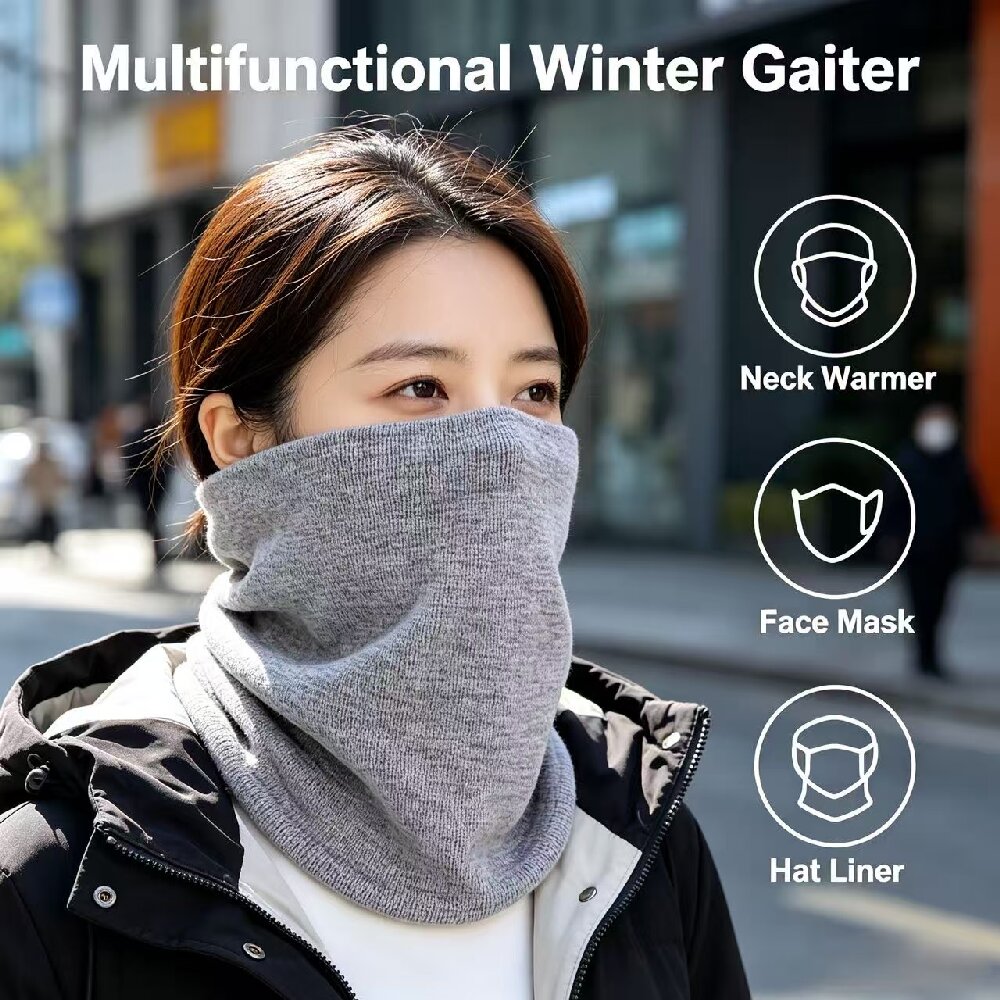 Neck Gaiter Face Cover - Dwuwarstwowy jesienno-zimowy ocieplacz na szyję, miękka